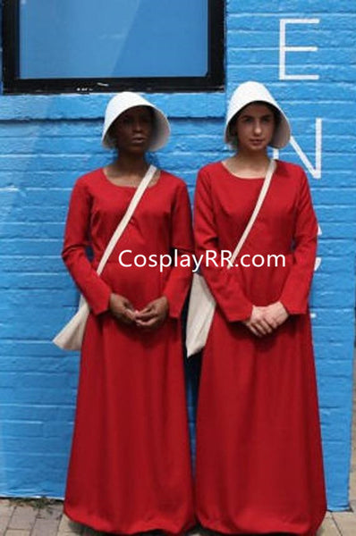 Handmaid's Tale Costume with Dress,Bonnet,Bag