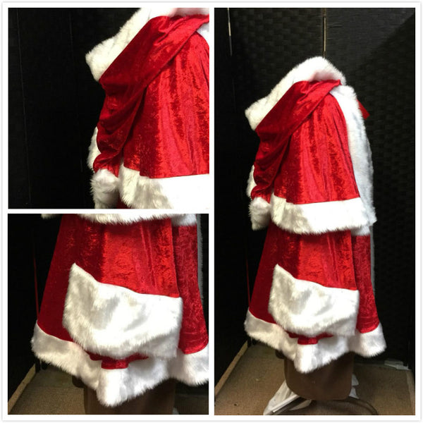 Velvet Santa Claus Father Christmas Costume with Red Velvet Trousers
