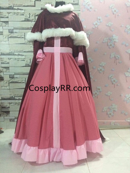 Belle Winter Dress Costume Pink Gown with Cape from Beauty and the Beast