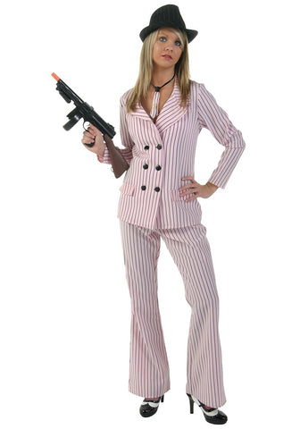 Womens Gangster costume female pinstripe suit outfit