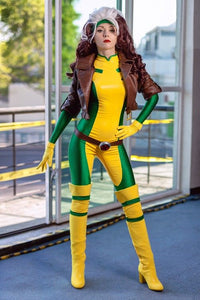 X men Rogue costume bodysuit cosplay outfit plus size with boots