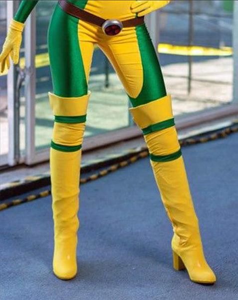 X men Rogue costume bodysuit cosplay outfit plus size with boots