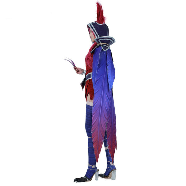Xayah Costume Woman The Rebel Cosplay Halloween costume Outfit with Ears, Bird feet covers and Skull