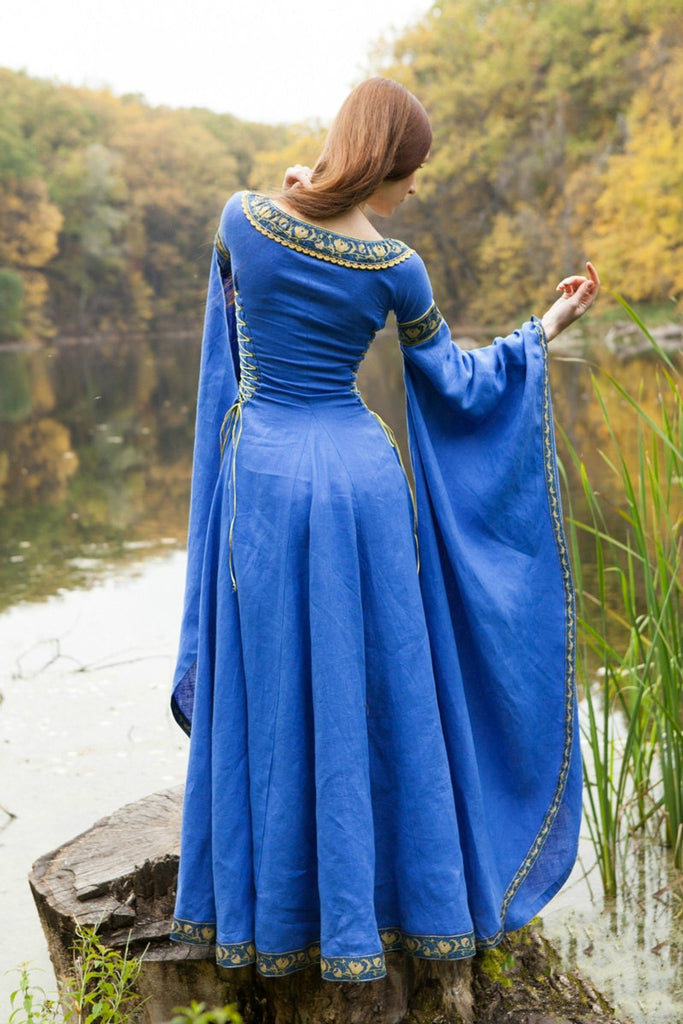 Blue medieval dress on sale